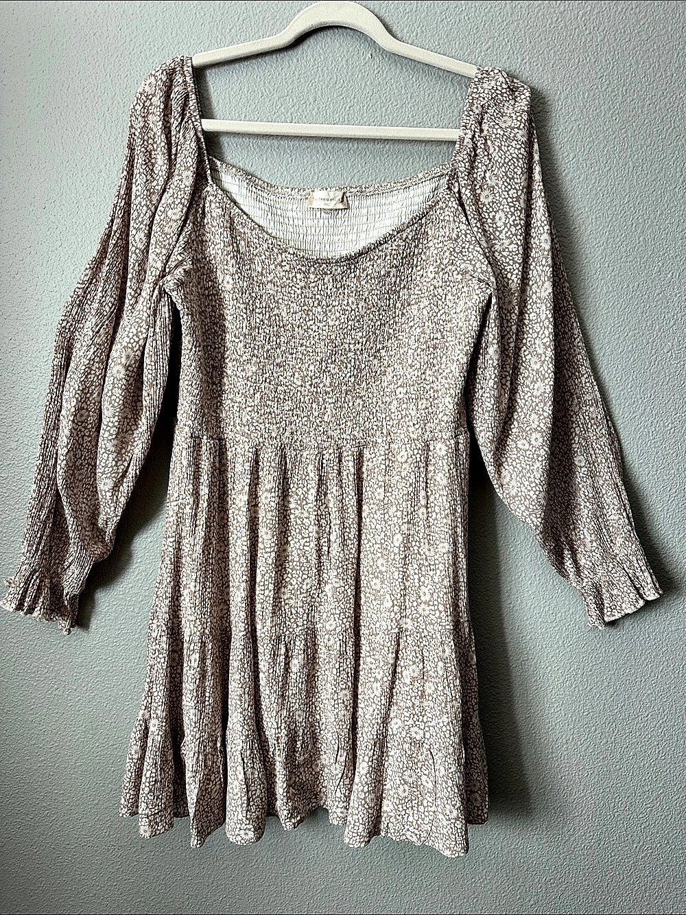 Altar'd State Floral Mini Dress in Brown & White XXL Like New